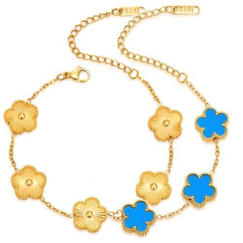 5421 18K Gold-Plated Four Leaf Clover Bracelet ,Adjustable lucky Bracelet